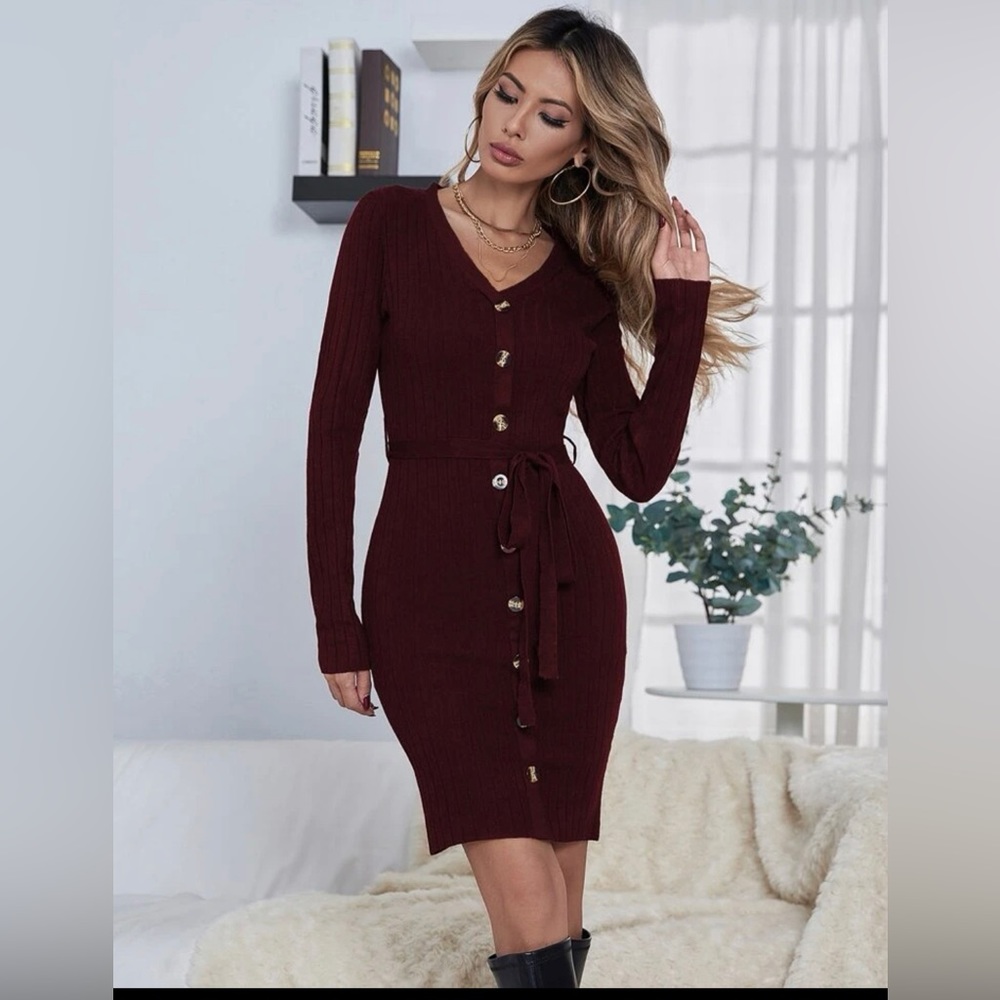 Wine Sweater dress